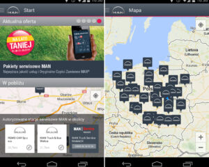Aplikacja mobilna na smartfony Serwis MAN Polska